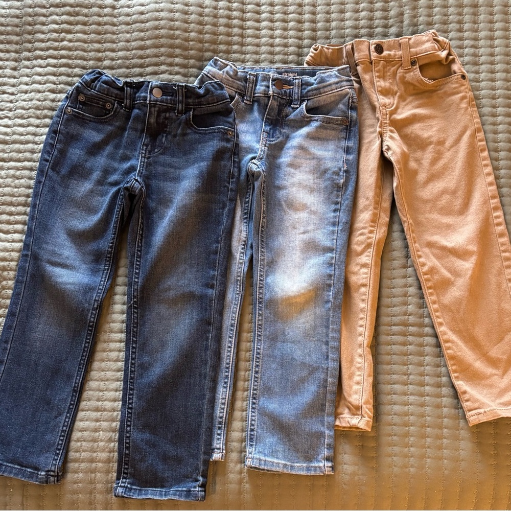 Wonder Nation Kids Jeans Trio - Dark Blue, Light Blue, Tan